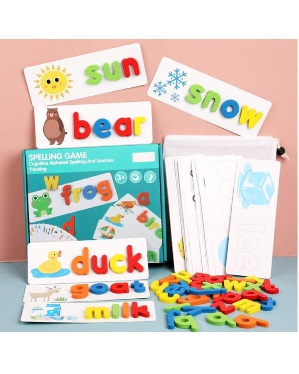 Spelling Game with Wooden Alphabets