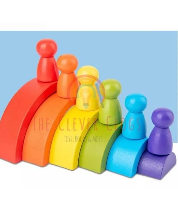 Rainbow Stacker with peg dolls