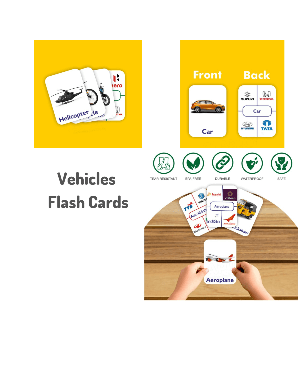 VEHICLES DOUBLE SIDED FLASH CARDS