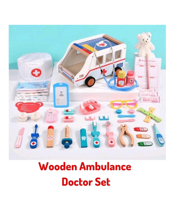 WOODEN AMBULANCE DOCTOR SET